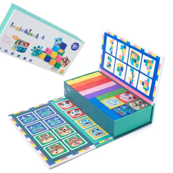 Colorful 100-Piece Wooden Cubes with Face Changing Puzzle - Image 6