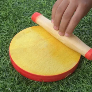 Kid’s Wooden Chakla Belan Toy Set – Handmade Channapatna Pretend Kitchen Play Toy for Kids – CraftDeals.in