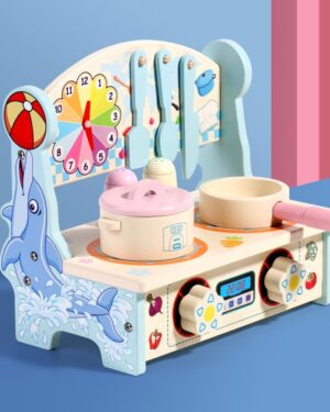 Animal-Themed Wooden Kitchen Set – Cooking Toy for Kids
