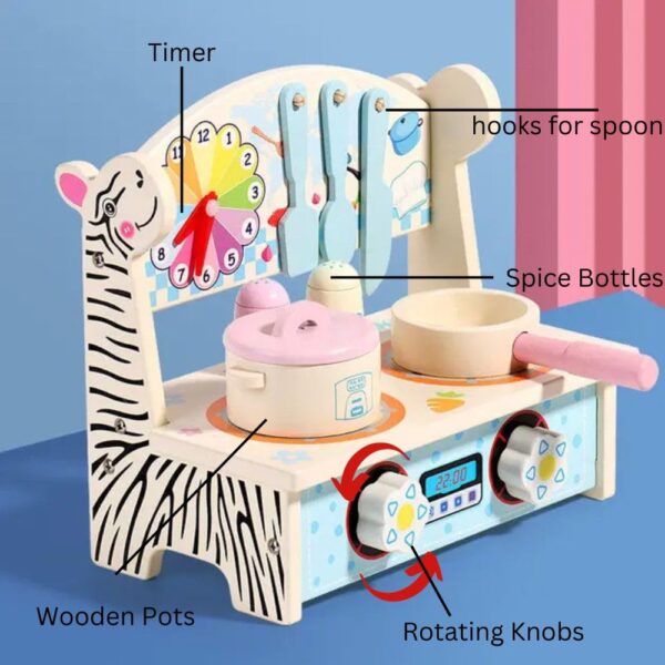 Animal-Themed Wooden Kitchen Set – Cooking Toy for Kids - Image 3
