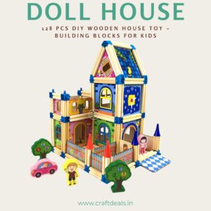 DIY Wooden House Toy – 128 Pcs Colorful Building Blocks for Kids Learning Play