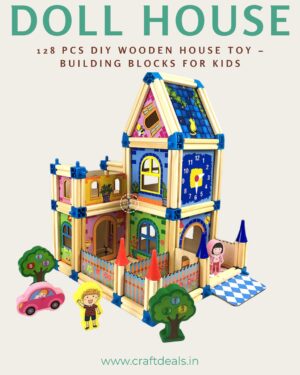 DIY Wooden House Toy – 128 Pcs Colorful Building Blocks for Kids Learning Play