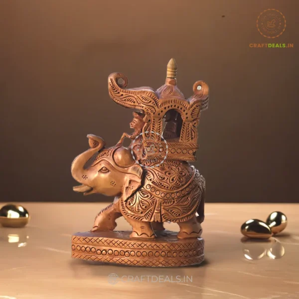 Royal Indian Wooden Elephant with Howdah – Decor ("8 inch) - Image 3