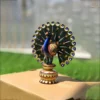 Wooden Peacock Statue – 6 Inch Hand-Painted Home Decor