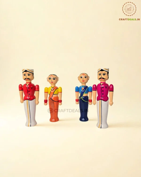 Channapatna Handcrafted Doll Set – Wooden Figurines for Decor - Image 6