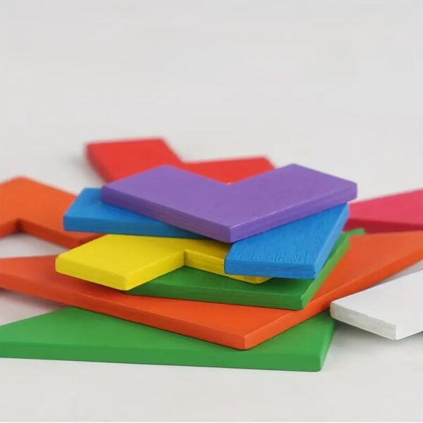 Wooden Puzzle Game 3-in-1 for Kids | Tangram, Tetris & Tic-Tac-Toe Montessori Learning & Brain Development Toy - Image 4
