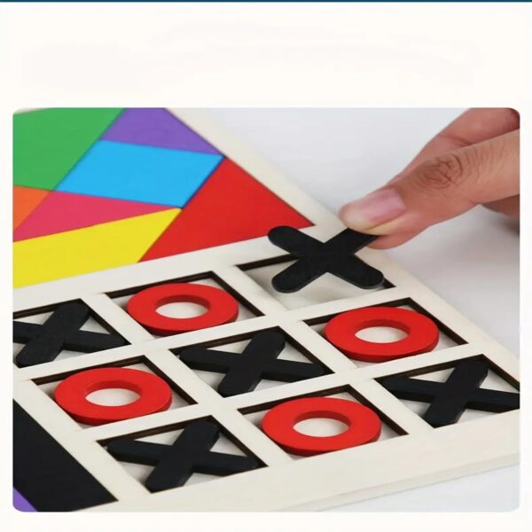 Wooden Puzzle Game 3-in-1 for Kids | Tangram, Tetris & Tic-Tac-Toe Montessori Learning & Brain Development Toy - Image 3