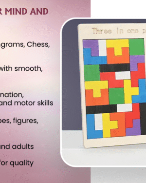 Alternative view of Wooden Puzzle Game 3-in-1 for Kids | Tangram, Tetris & Tic-Tac-Toe Montessori Learning & Brain Development Toy
