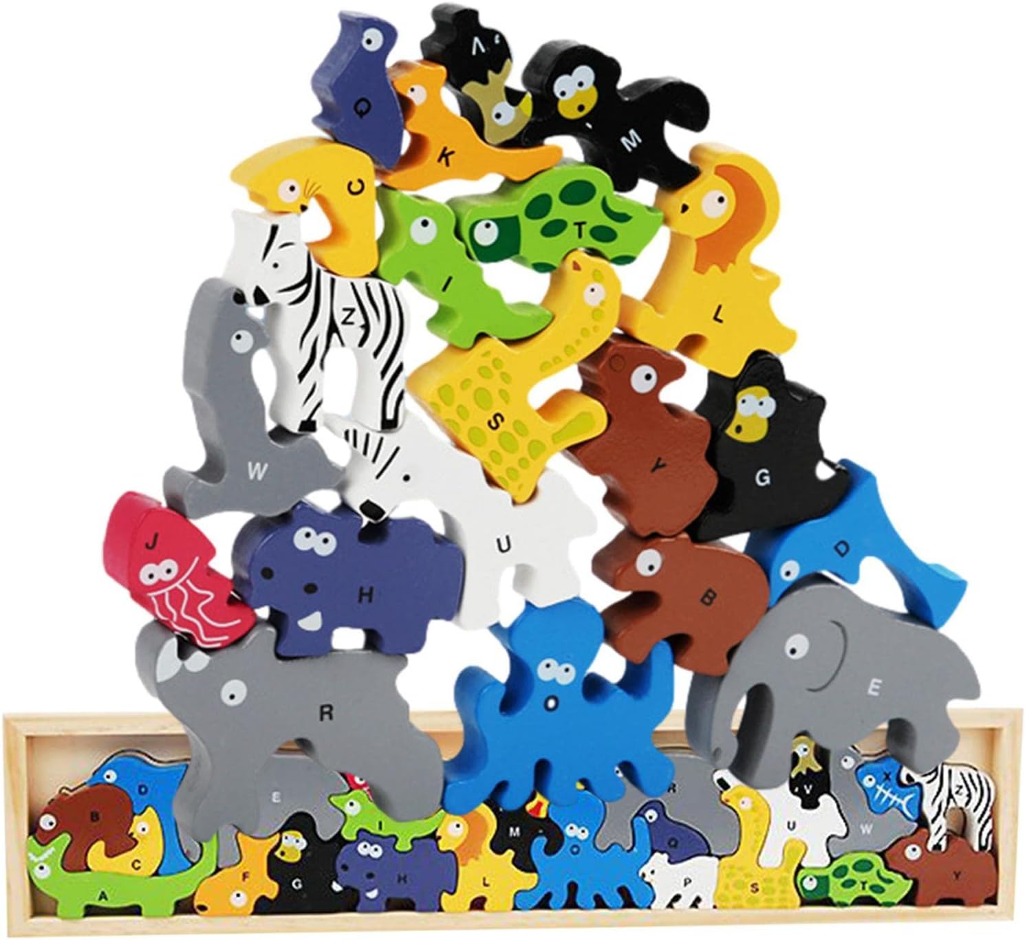 A–Z Wooden Animal Puzzle Toy – Alphabet Learning, Stacking & Balancing Toy - Image 8
