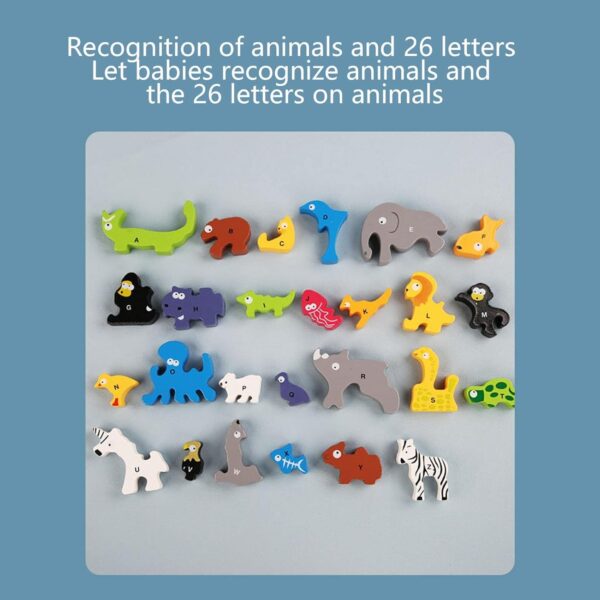 A–Z Wooden Animal Puzzle Toy – Alphabet Learning, Stacking & Balancing Toy - Image 7