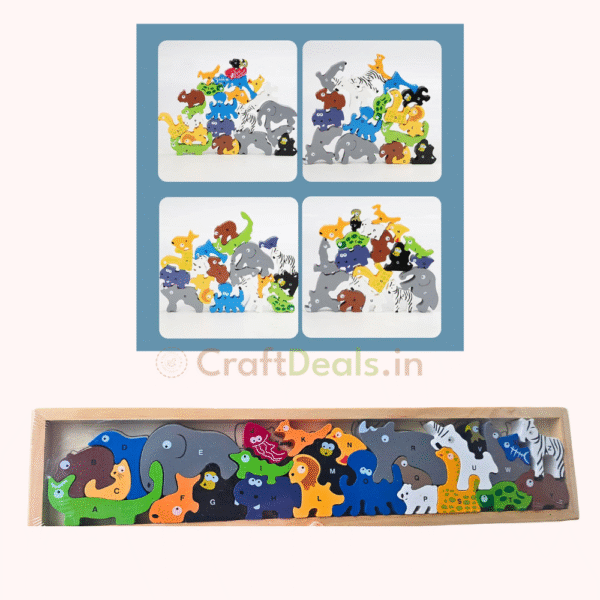 A–Z Wooden Animal Puzzle Toy – Alphabet Learning, Stacking & Balancing Toy - Image 10