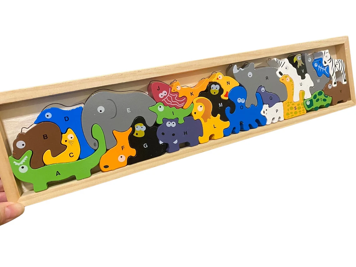 A–Z Wooden Animal Puzzle Toy – Alphabet Learning, Stacking & Balancing Toy - Image 4