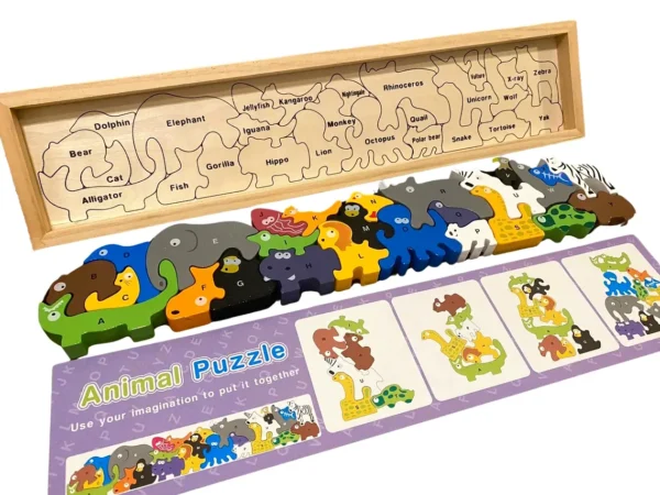A–Z Wooden Animal Puzzle Toy – Alphabet Learning, Stacking & Balancing Toy - Image 2