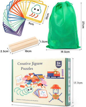 100-piece kids jigsaw puzzle box contents geometric shapes educational toy