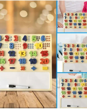 Alternative view of Wooden 3D Number Puzzle 1–20 with Whiteboard & Marker for Toddlers