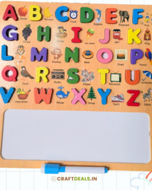 Wooden Alphabet Puzzle Board With Whiteboard Montessori ABCD Learning Toy For Toddlers 1–5 Years – CraftDeals India