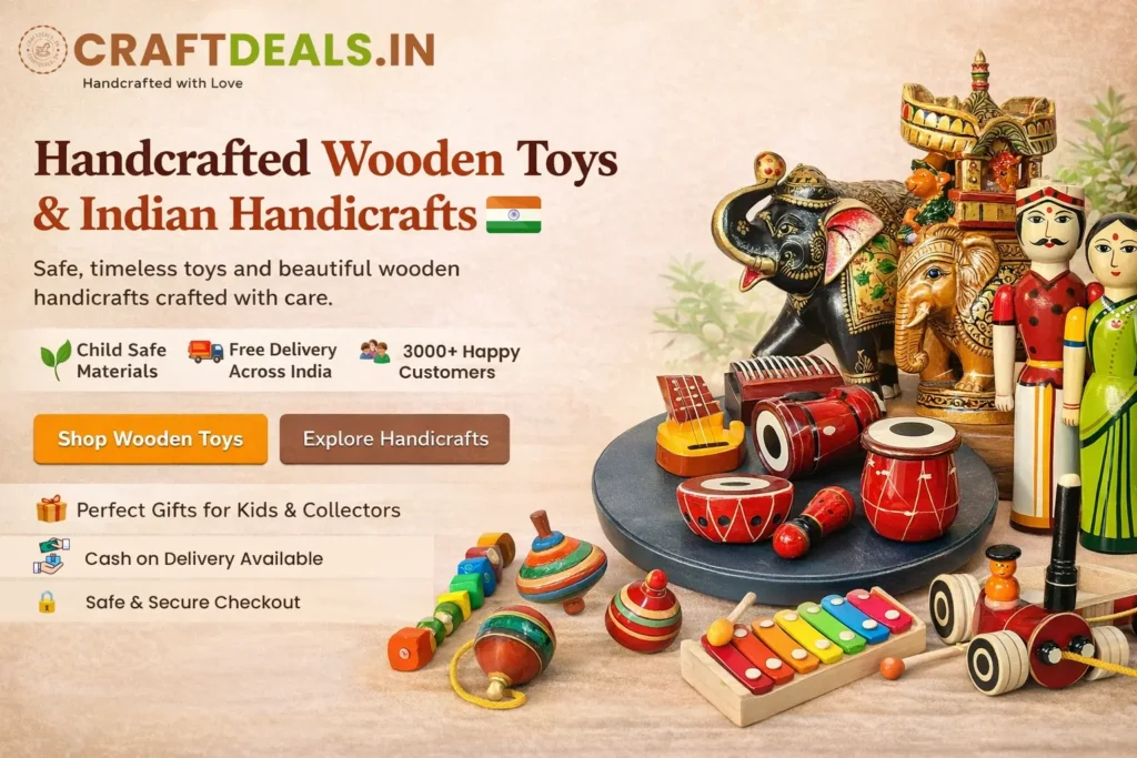 Handcrafted wooden toys and Indian wooden handicrafts by CraftDeals