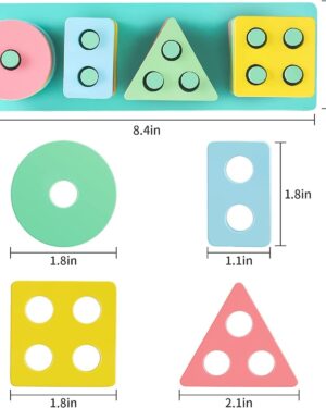 Wooden Shape Sorting and Stacking Educational Toy for Kids