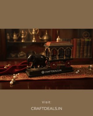 Handcrafted Wooden Elephant Chariot Decorative Showpiece - Image 3