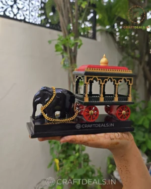 Handcrafted Wooden Elephant Chariot Decorative Showpiece