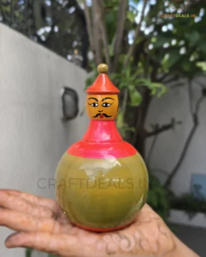 Channapatna Wooden Roly Poly Toy Handcrafted Balancing Doll Traditional Wooden Toy For Kids By CraftDeals.in