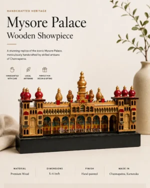 Handcrafted in Channapatna, this 6-inch Mysore Palace miniature