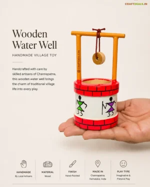 Alternative view of Wooden Water Well | Handmade Village Toy