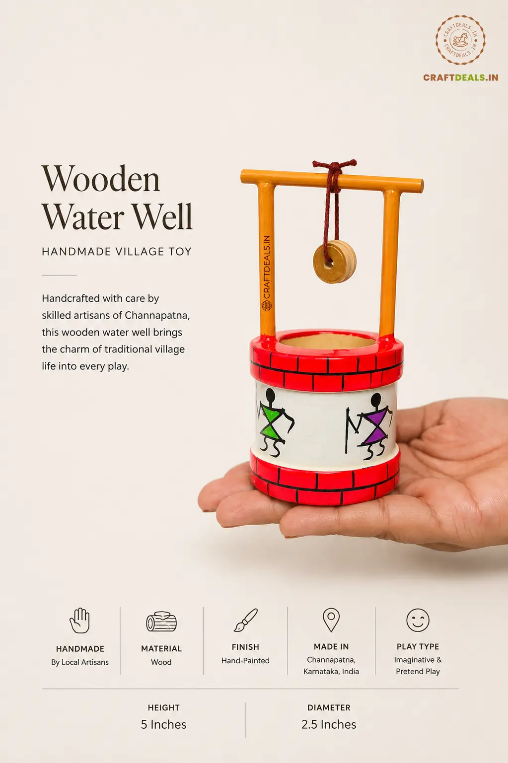 Wooden Water Well | Handmade Village Toy - Image 2