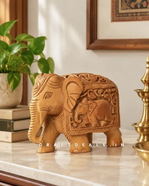 Wooden Elephant Figurine for Home Decor – 4 Inch - Image 7