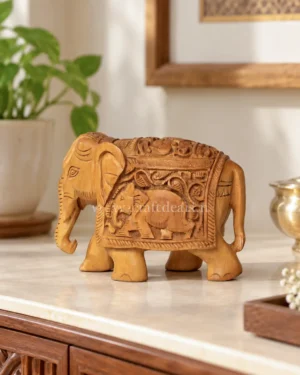 Wooden Elephant Figurine for Home Decor – 4 Inch - Image 6