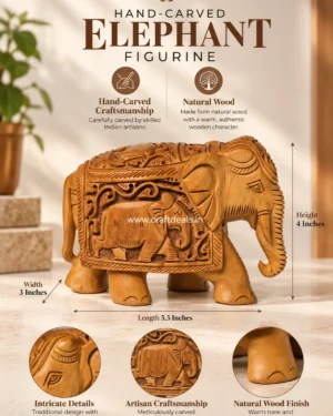 Alternative view of Wooden Elephant Figurine for Home Decor – 4 Inch