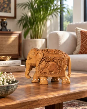 Wooden Elephant Figurine for Home Decor – 4 Inch - Image 3