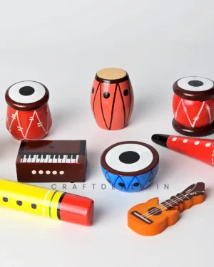 Channapatna wooden musical instruments with traditional handcrafted finish