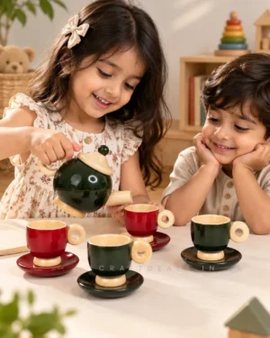 Wooden Tea Set for Kids – Handcrafted Pretend Play Tea Party Toy - Image 5