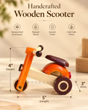 Handcrafted Wooden Scooter Toy – Traditional Indian Wooden Toy