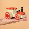 Channapatna Wooden Tractor Toy for Kids in Orange and Natural Wood