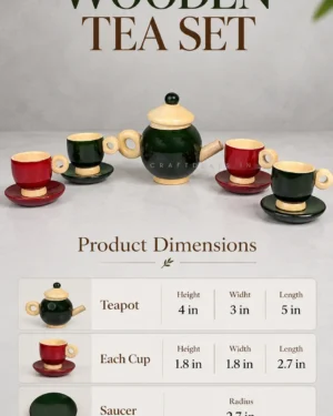 Alternative view of Wooden Tea Set for Kids – Handcrafted Pretend Play Tea Party Toy