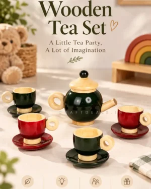 Wooden Tea Set for Kids – Handcrafted Pretend Play Tea Party Toy - Image 8