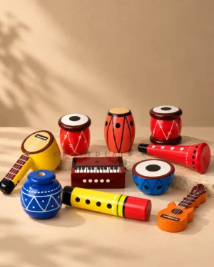 Handmade wooden musical instruments for gifting and decor